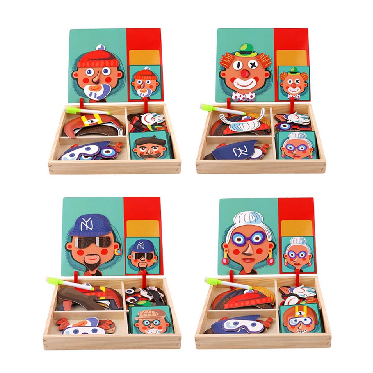 GENERICO - Puzzle Magnético De Madera Habilidad Motora Rasgos Faciales