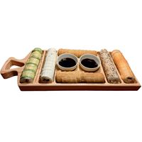 Tabla dúo para sushi y aperitivo con pocillos