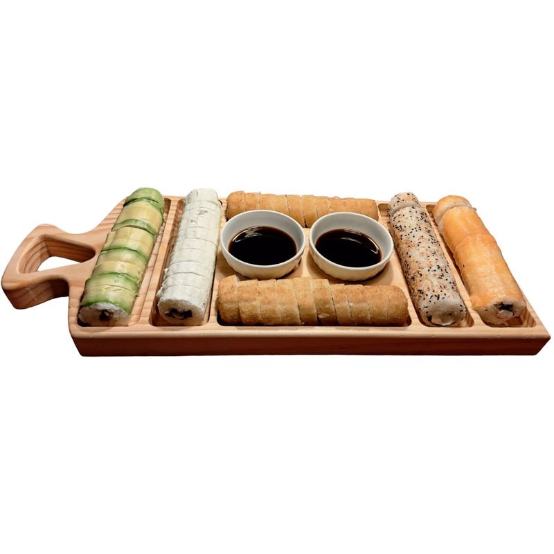 GENERICO - Tabla dúo para sushi y aperitivo con pocillos