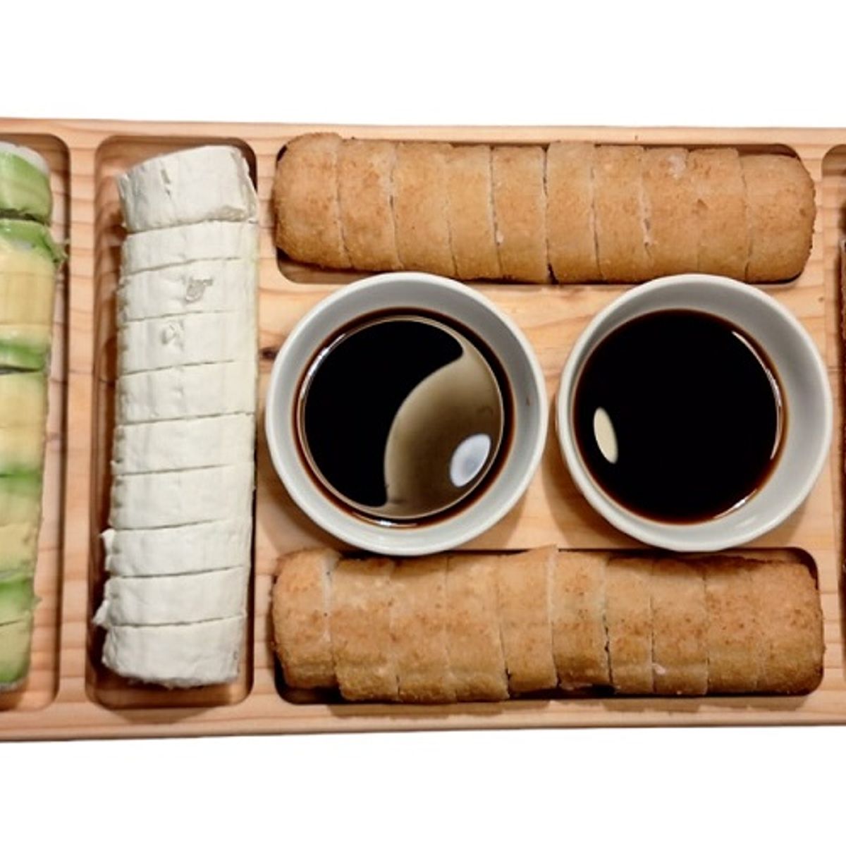 GENERICO - Tabla dúo para sushi y aperitivo con pocillos