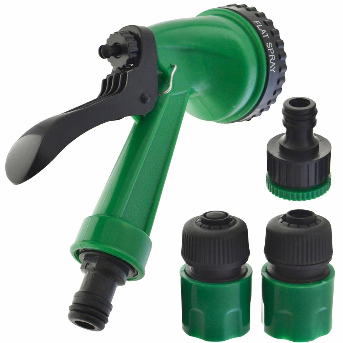 GENERICO - SET PISTOLA DE RIEGO JARDIN CON 4 CONECTORES