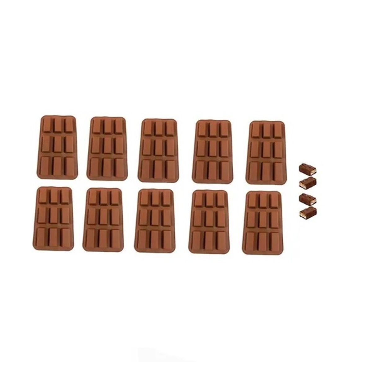 PASTELERIUS - X10 Moldes Silicona Chocolate Molde De Silicona Barra Cereal Moldes Silicona Barra Chocolate Molde