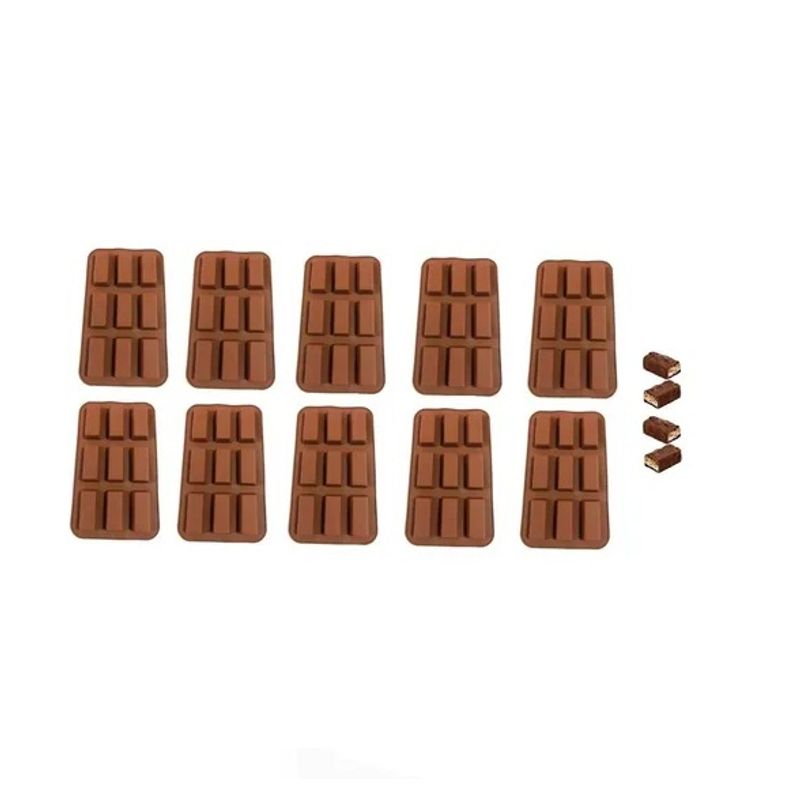 Pasteleria - 10 Moldes Silicona Chocolate Molde De Silicona Barra Cereal