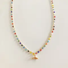 EL BAZAR DE ELLA - Collar bañado en oro diseño étnico dije cola de ballena