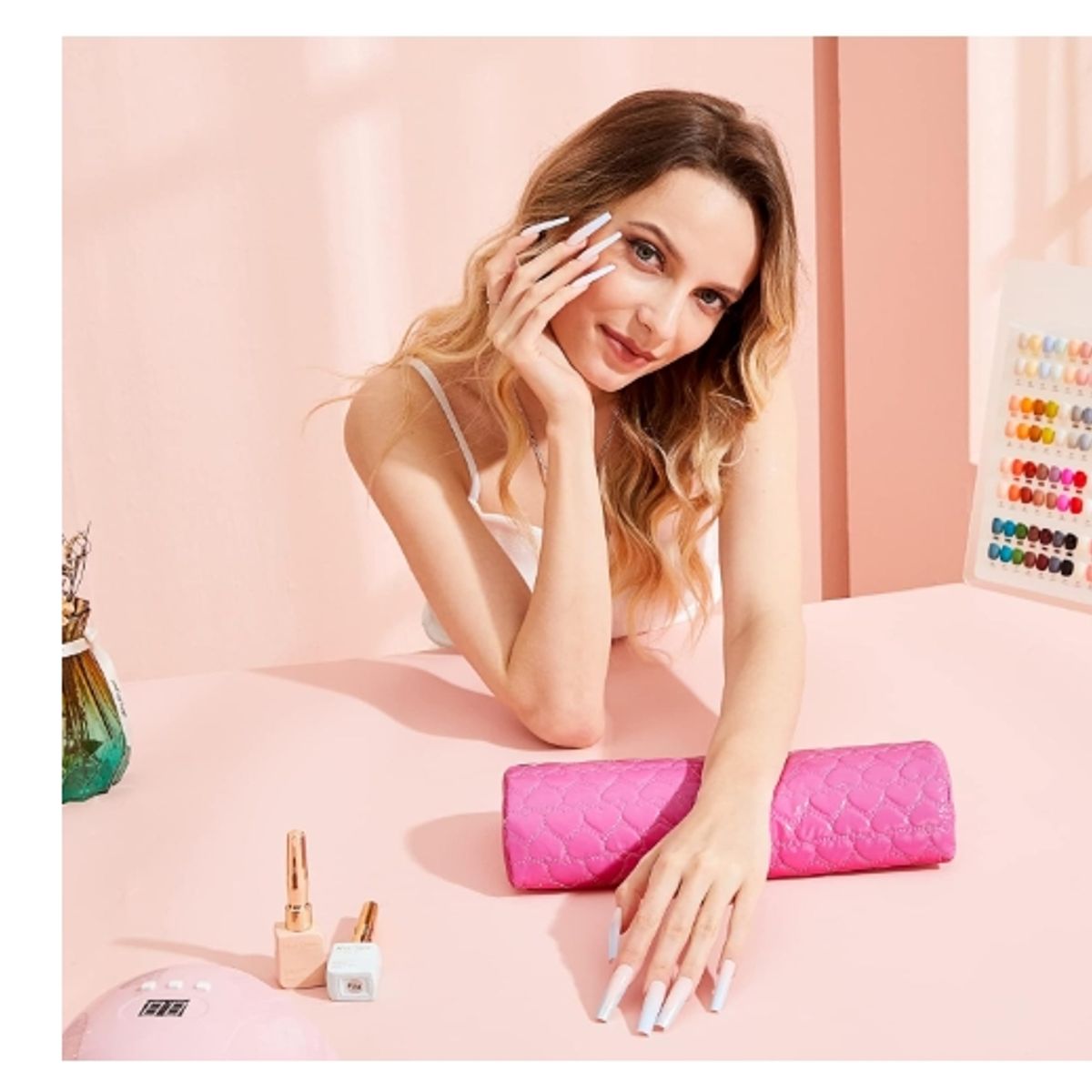 GENERICO - Almohada Para Manicure Apoya Manos Color Rosa