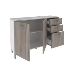 TECNOMOBILI - MUEBLE INFERIOR COCINA 2 PTAS Y 3 CAJONES COLOR BLANCO/GRIS PASTEL
