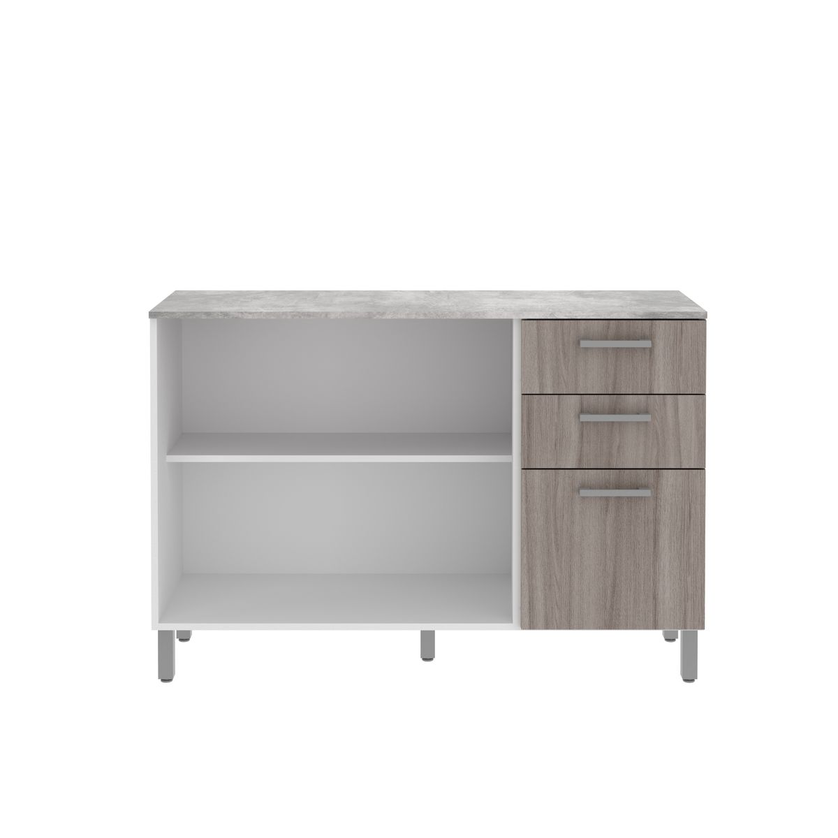 TECNOMOBILI - MUEBLE INFERIOR COCINA 2 PTAS Y 3 CAJONES COLOR BLANCO/GRIS PASTEL