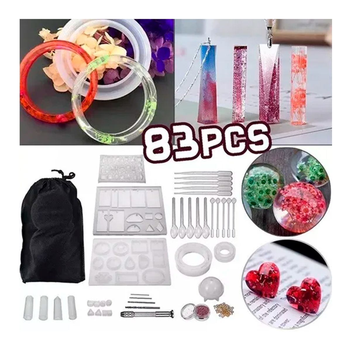 GENERICO - Set 83 Moldes Silicona Para Velas Resina Joyería