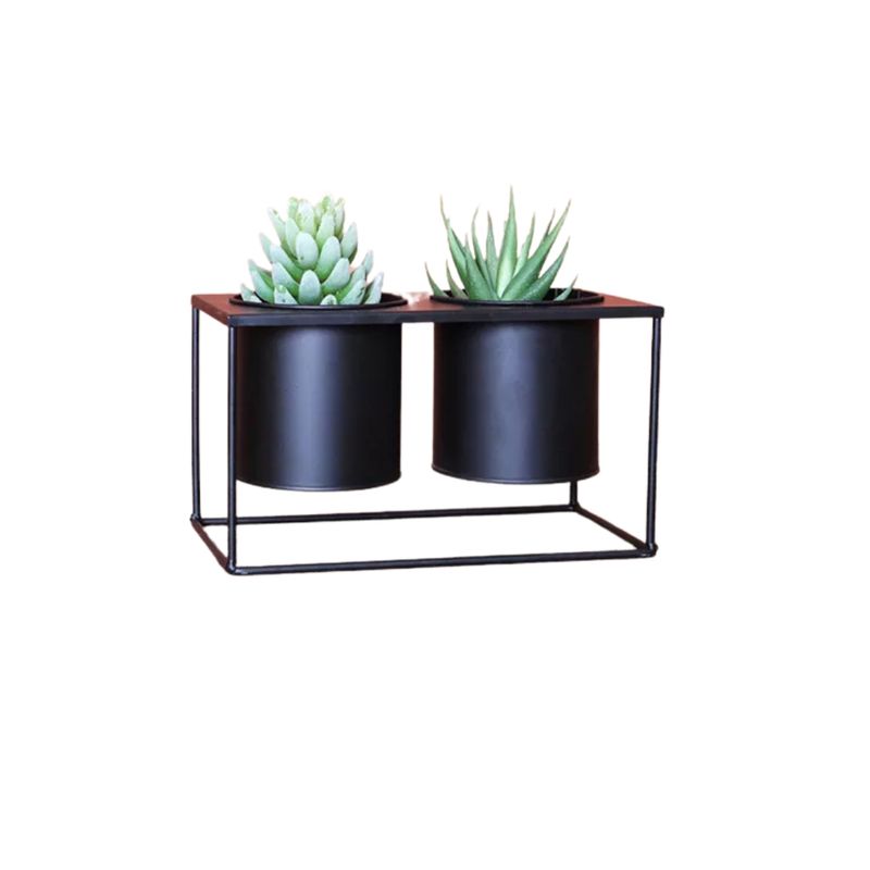 GENERICO - Porta macetero doble rectangular negro
