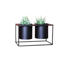 GENERICO - Porta macetero doble rectangular negro