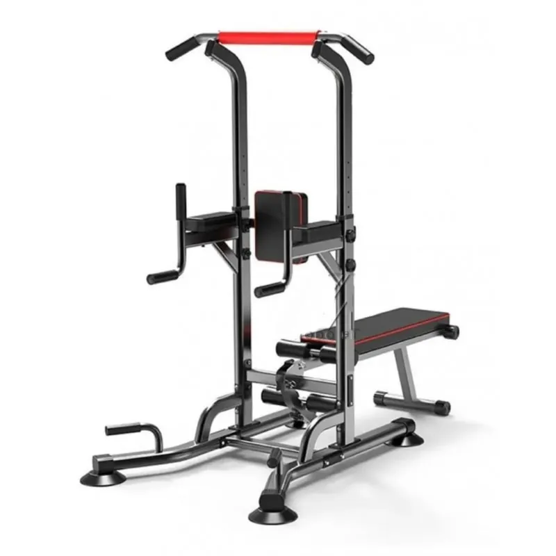 FITNESS LUX - Barra Torre Multifuncional con Banca de Ejercicios