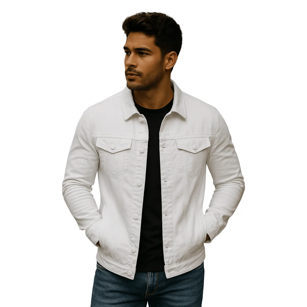 D'JOE - Chaqueta Mezclilla Nacional Blanca Hombre