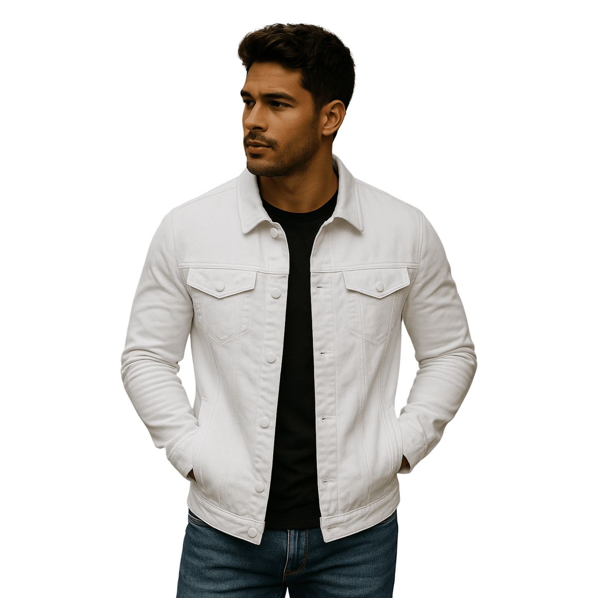 D'JOE - Chaqueta Mezclilla Nacional Blanca Hombre