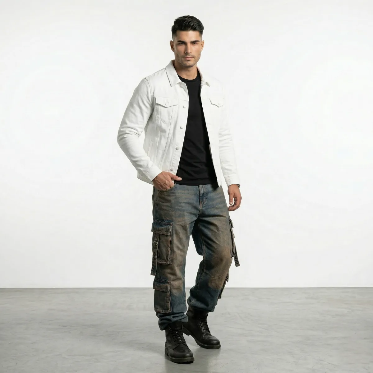 D'JOE - Chaqueta Mezclilla Nacional Blanca Hombre
