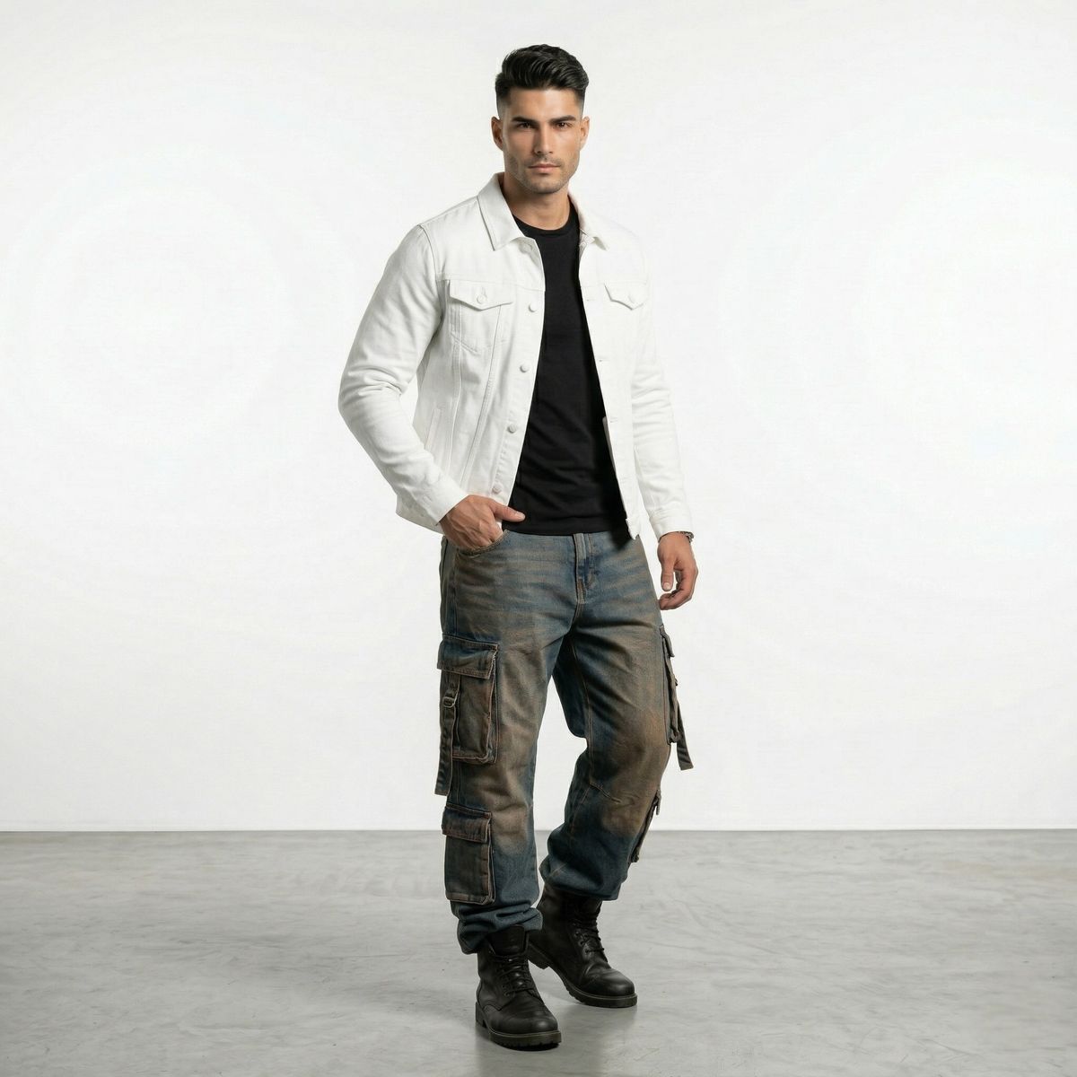 D'JOE - Chaqueta Mezclilla Nacional Blanca Hombre