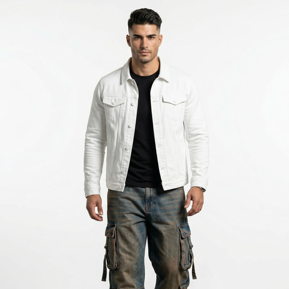 D'JOE - Chaqueta Mezclilla Nacional Blanca Hombre