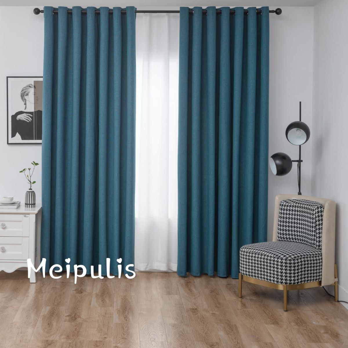 GENERICO - Set de Cortinas Blackout 2 Paños Color Tuquesa