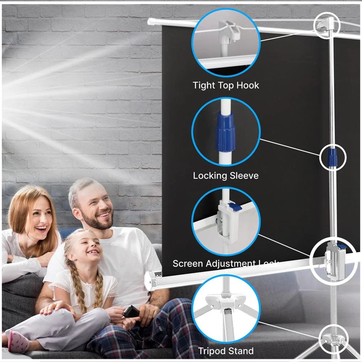 PYLE - Pantalla Telon Para Proyector de 84 pulgadas Tipo Tripode 186x105cm