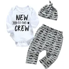 ANGO - Conjunto Bebe 3 pcs Mustache New to the Crew