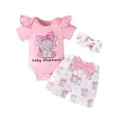 ANGO - Conjunto 3 piezas Elefante Rosa Short