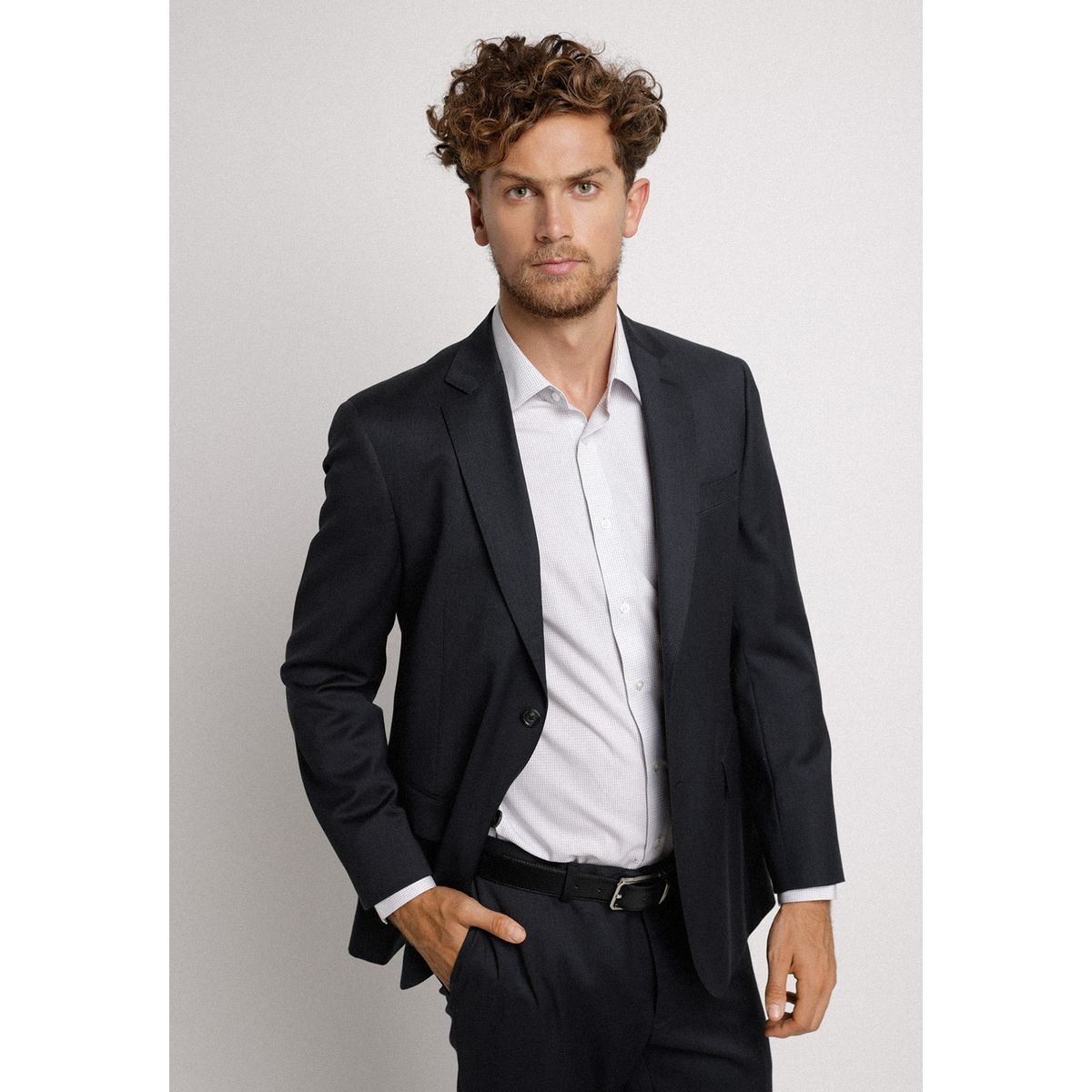 TRIAL - Chaqueta Hombre Formal Lana S100'S Liso Regular Mix&Color Marengo