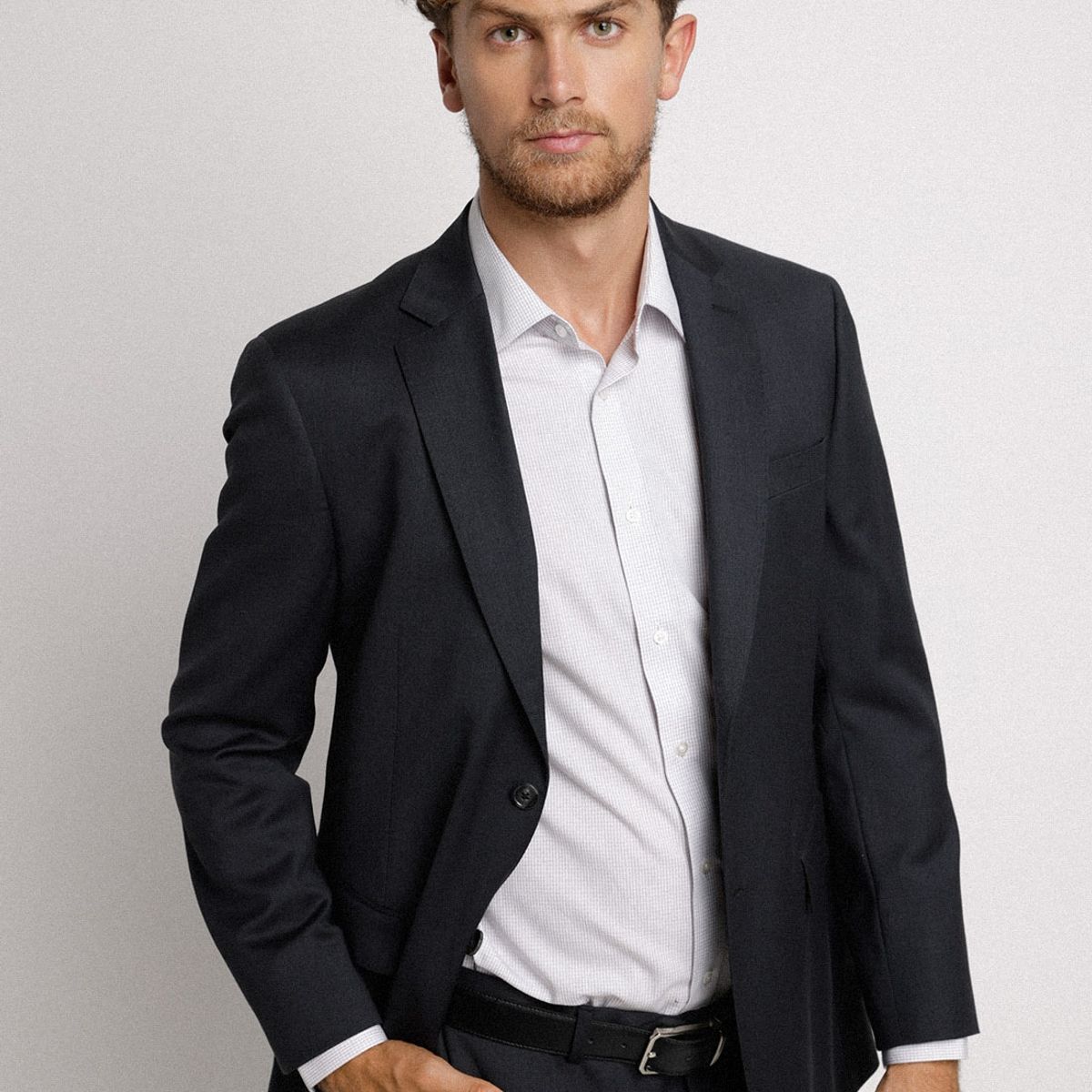 TRIAL - Chaqueta Hombre Formal Lana S100'S Liso Regular Mix&Color Marengo