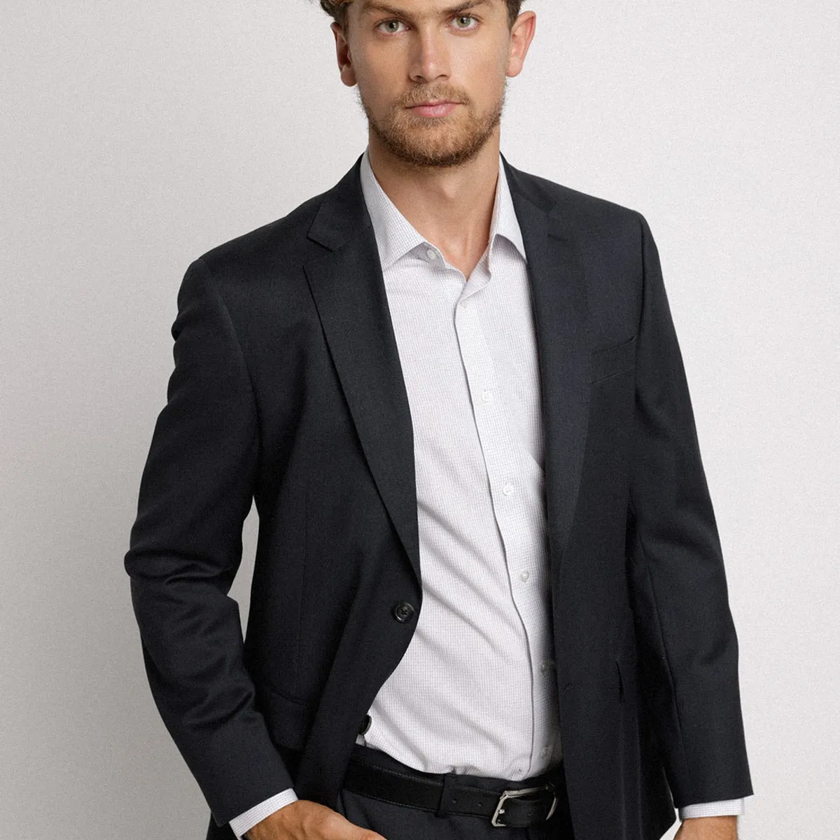 TRIAL - Chaqueta Hombre Formal Lana S100'S Liso Regular Mix&Color Marengo