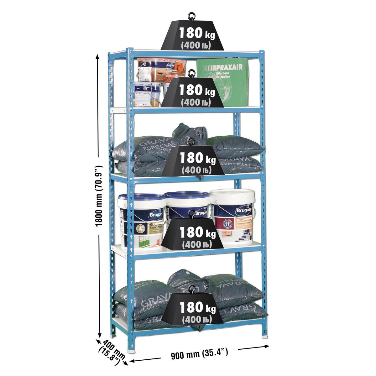 SIMONRACK - Estantería Metálica Simonclick 5/400 Sin Tornillos Azul/Bco