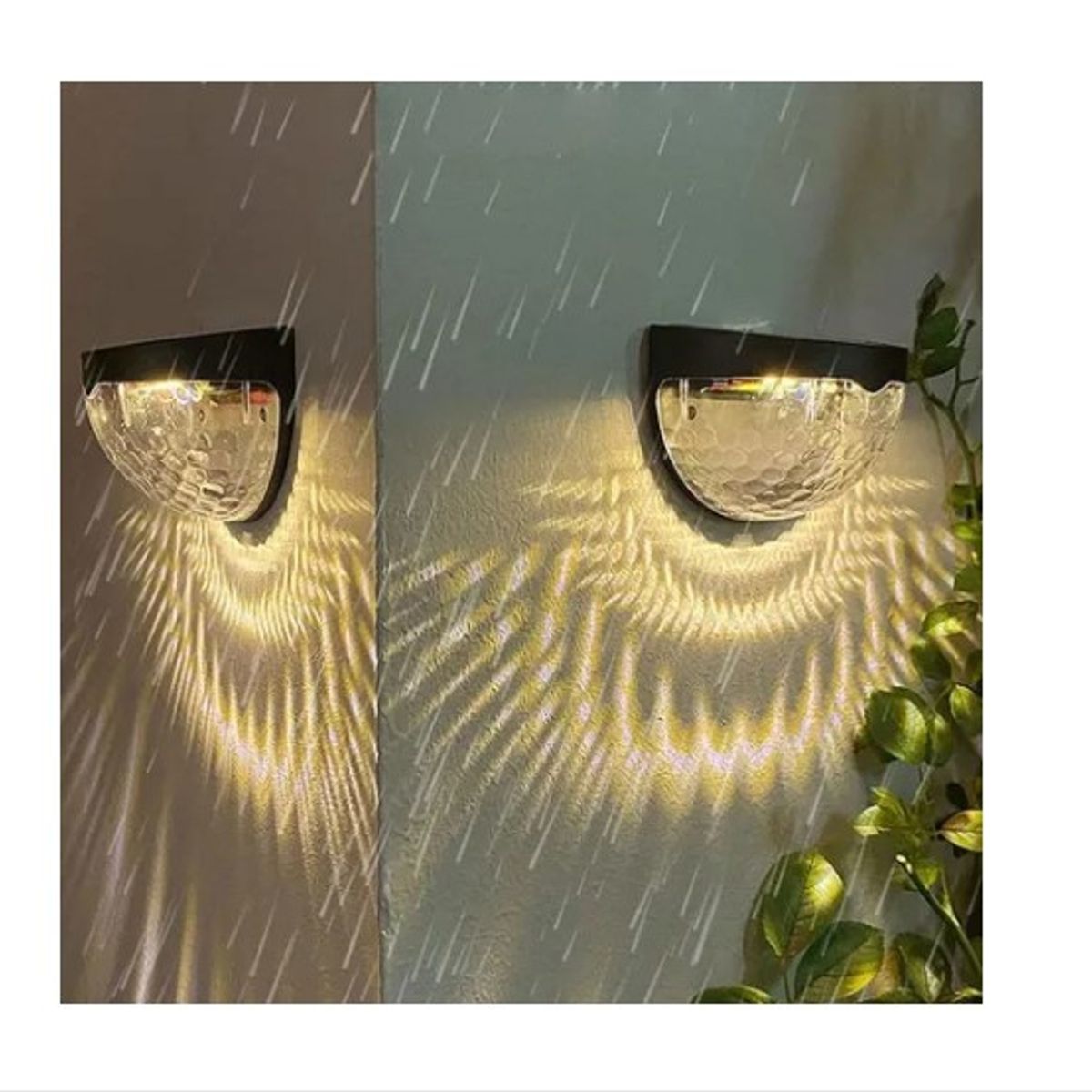 OFERTABKN - Pack 2 Aplique Foco Solar 6 Led Decoración Exterior Elegante Calido