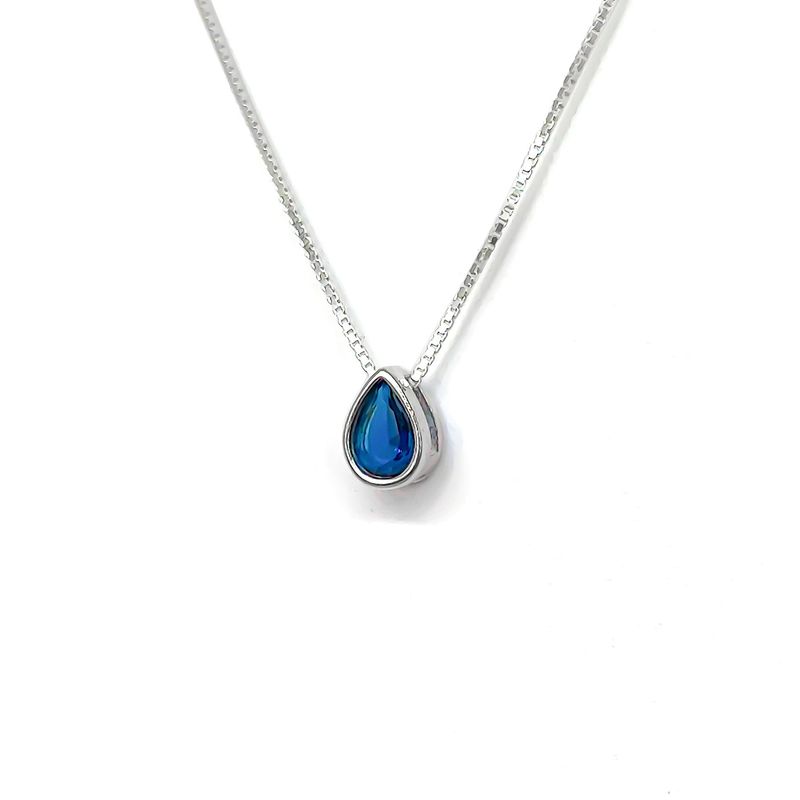 ANDREA COGGIOLA JOYAS - Collar Gota Circón Azul Plata Fina 925