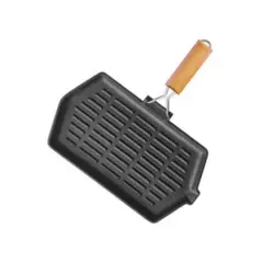 GENERICO - Sarten Churrasquera Fierro Fundido 21x35cm Abatible