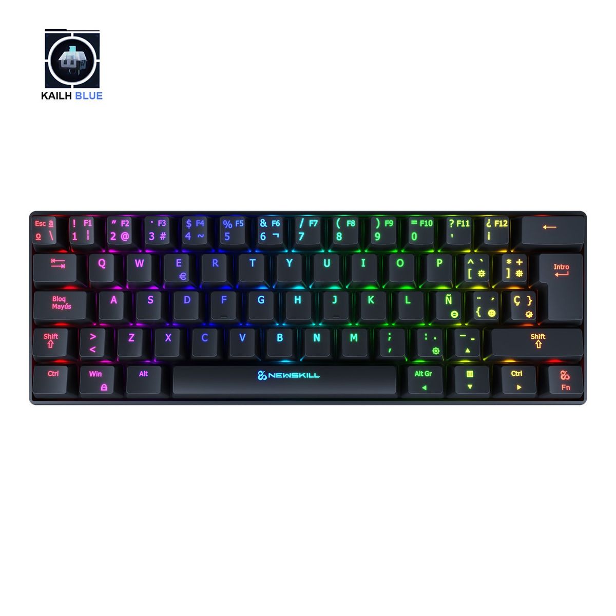NEWSKILL - Teclado Inalambric Gamer Negro Pyros RGB Switch Outemu Blue