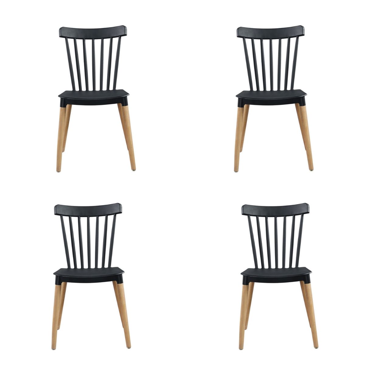 EL BARCO - Silla Windsor Negra 4 Unidades