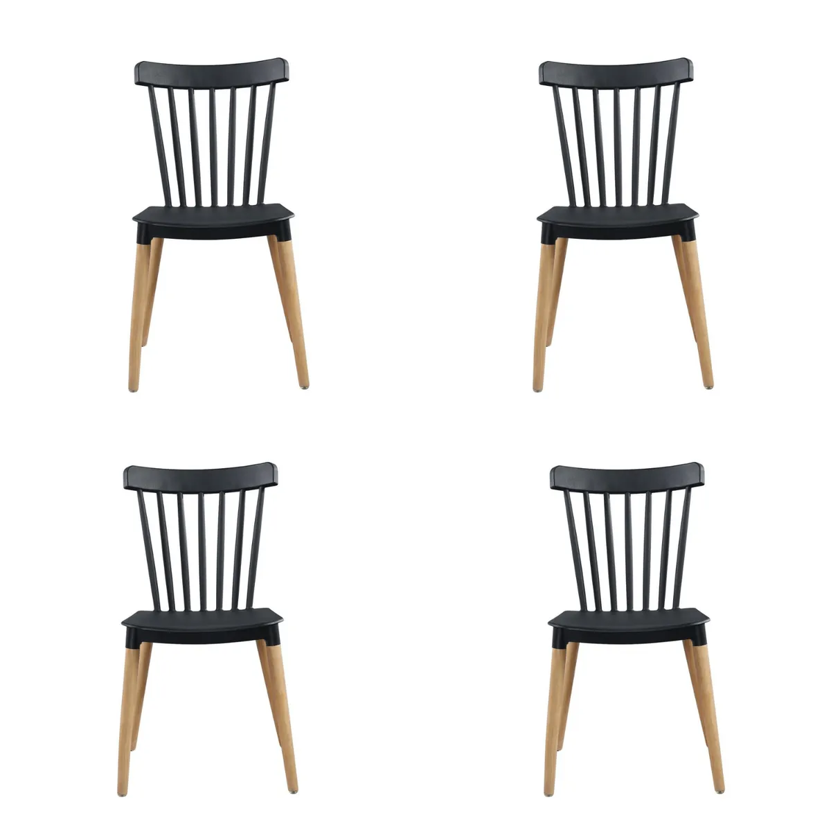 EL BARCO - Silla Windsor Negra 4 Unidades
