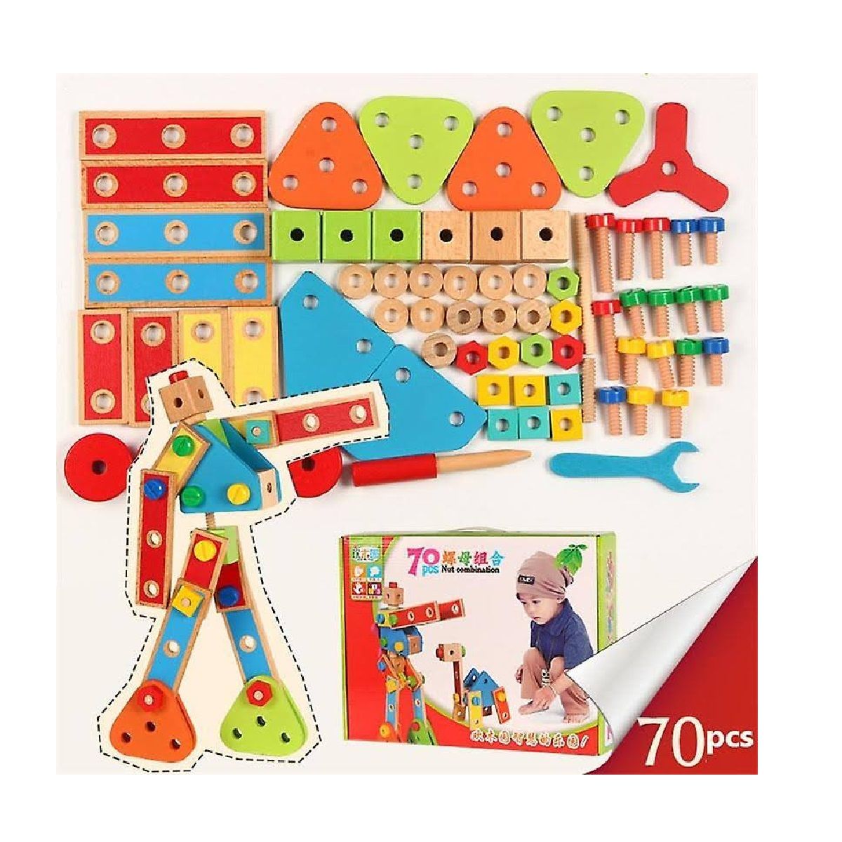 GENERICO - Juguete De Madera Armable Multifuncional Montessori 70pcs