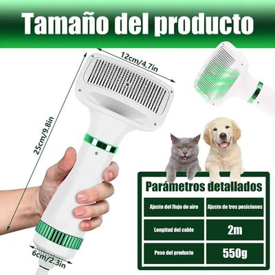 Imagen 2 del producto Cepillo Secador Multifuncional Quita Pelos Mascotas Perro Gato Saca Pelusas Rastrillo Desenredante FIGOIMPORT