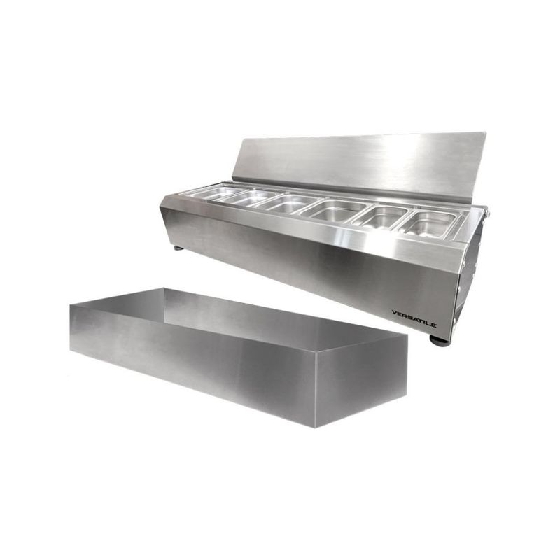 VERSATILE - Salsera 6 estaciones con bandeja frio inox