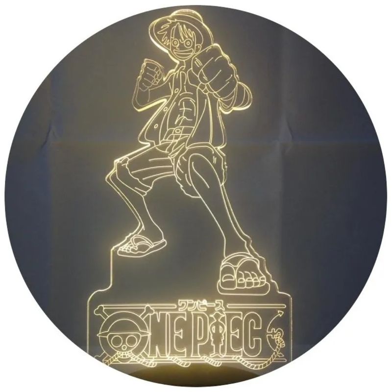 3DILUTION - Lámpara 3d Escritorio Luffy One Piece Base Negra