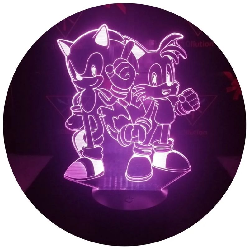 3DILUTION - Lampara 3d Led Sonic Y Tails Base Negra