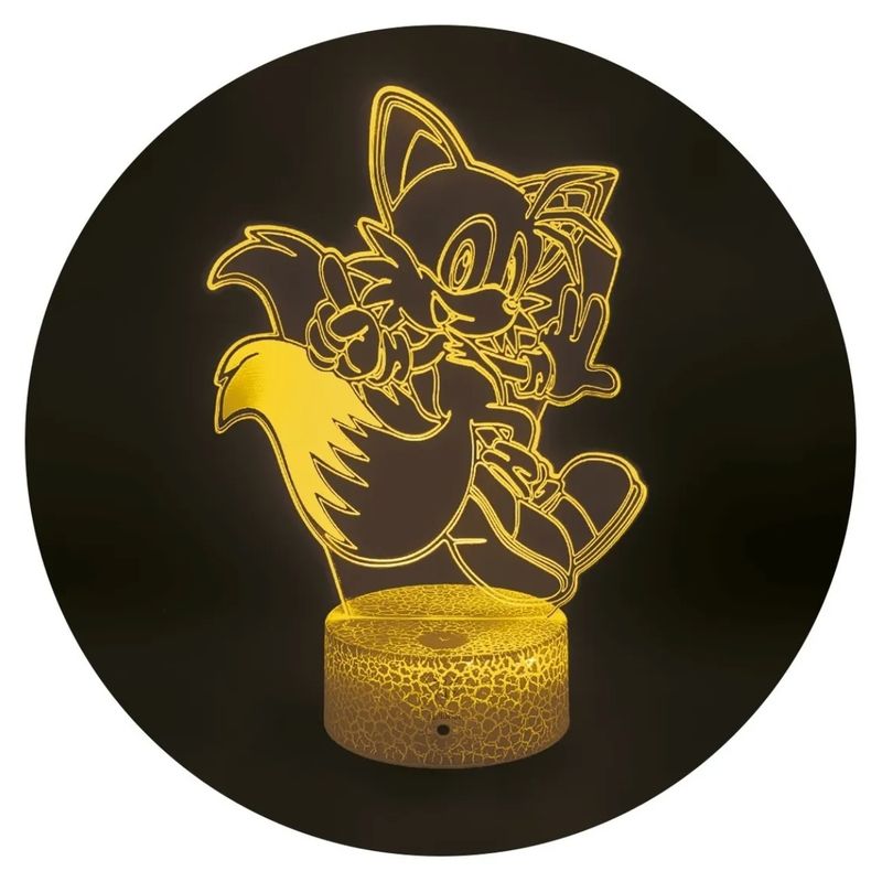 3DILUTION - Lampara 3d Tails Sonic El Erizo Base Agrietada