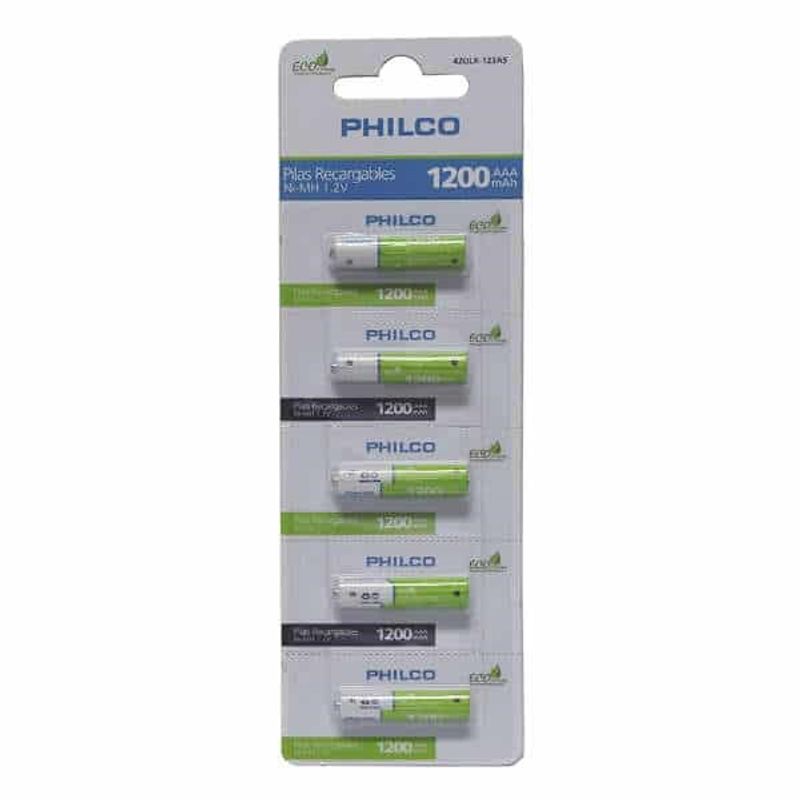 PHILCO - 5 Pilas Recargable Precargadas AAA 1200 Mah Philco