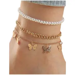 GENERICO - 3 piezas Pulsera tobillera con accesorio de mariposa
