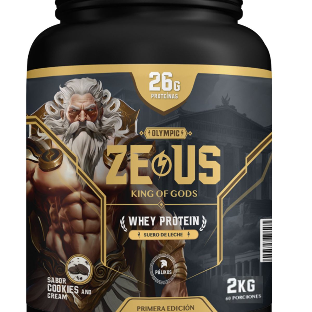 PALIKOS FITNESS - 100 Whey Protein Zeus 2kg Cookies and creams 60 servicios