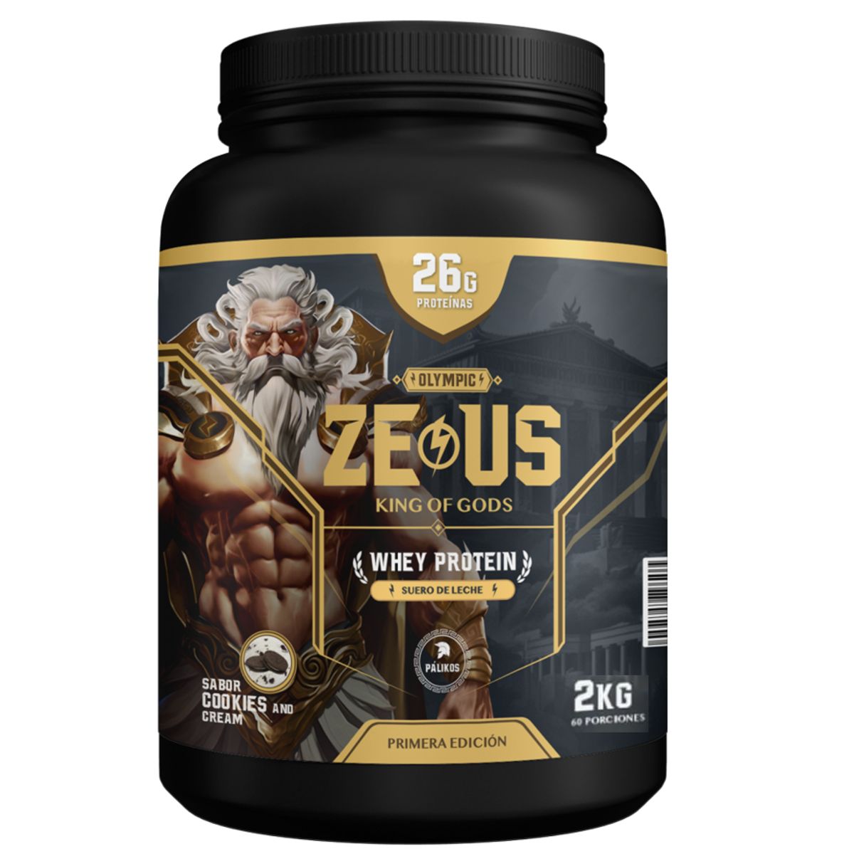 PALIKOS FITNESS - 100 Whey Protein Zeus 2kg Cookies and creams 60 servicios