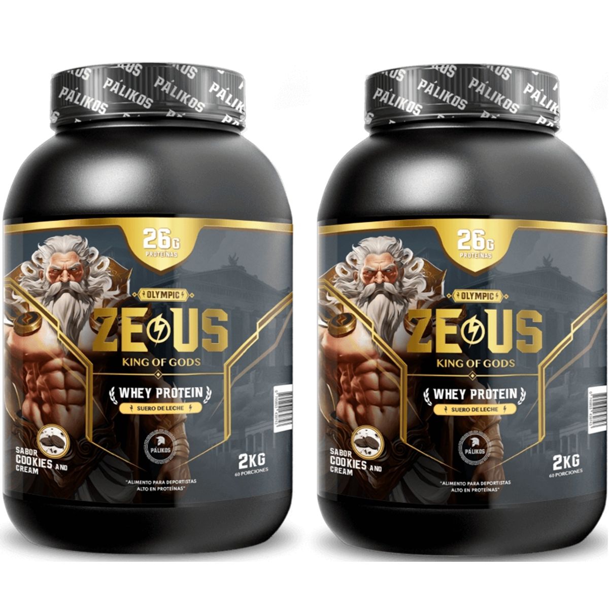 PALIKOS FITNESS - Pack de 2 Proteínas de 2kg Sabor Cookies and Creams