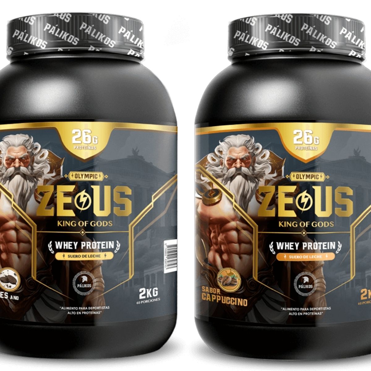 PALIKOS FITNESS - Pack Zeus Proteina 2kg Cookies and Creams  Proteina 2kg Cappuccino