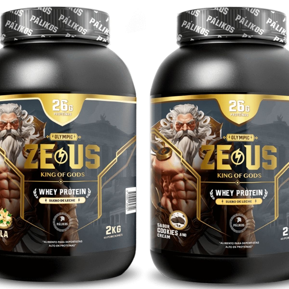 PALIKOS FITNESS - Pack Zeus Proteina 2kg Cookies and Creams  Proteina 2kg Vainilla