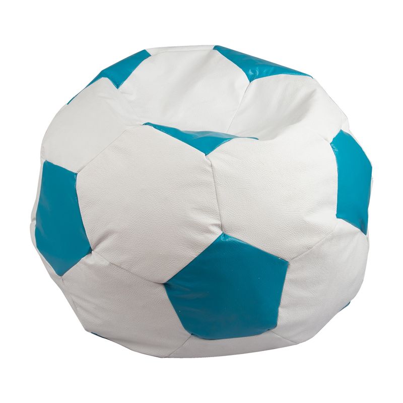 GENERICO - Pouf Pera Futbol Blanco Celeste Eco Cuero 80x80x80 cm Máxima Design