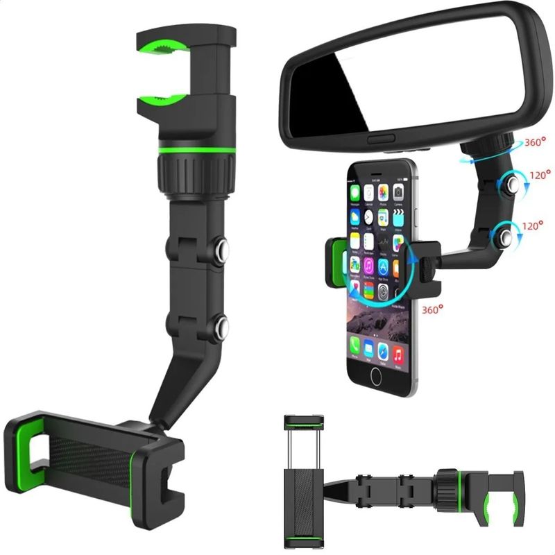 KUANGYE - Soporte Celular Telefono Auto Retrovisor 360° Ajustable