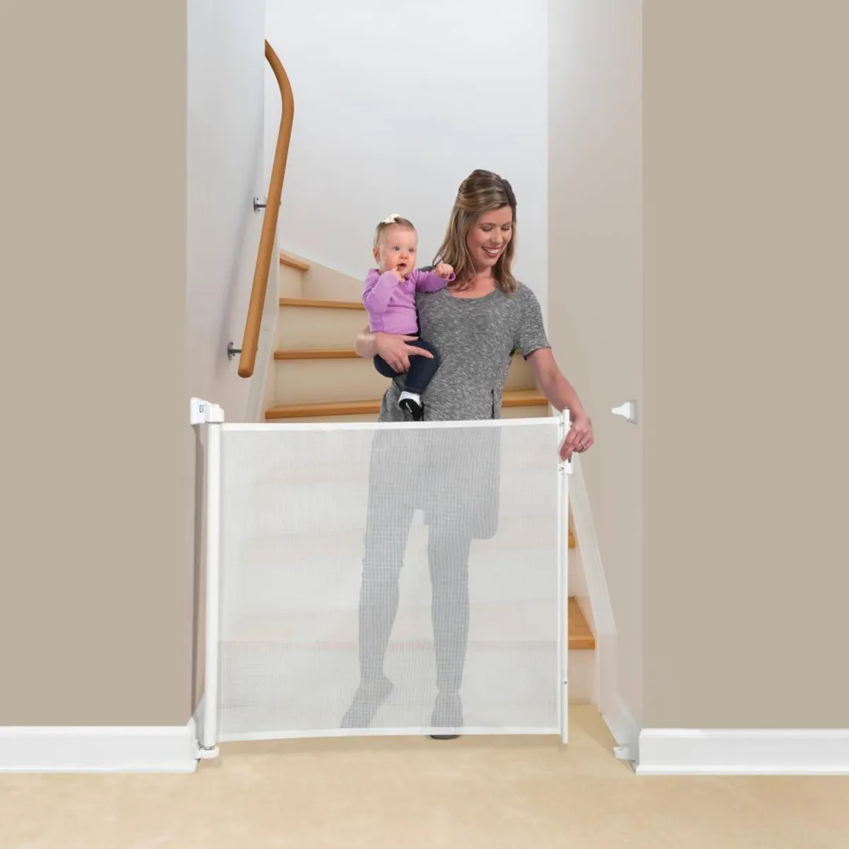 KIDCO - Puerta de Seguridad Retractil (ancho hasta 140cm) - Blanco